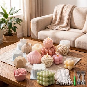 Lot de 10 moules à bougies 3D en silicone pour bougies parfumées en cire de soja, bougies en forme de bulle, savon et desserts, <span class=keywords><strong>kit</strong></span> de fabrication de bougies en forme d'aliments - Product Image 4