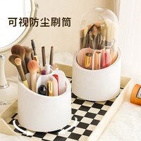 Boîte de rangement en plastique anti-poussière avec couvercle ombre à paupières et porte-stylo pinceau à sourcils pour l'organisation du maquillage