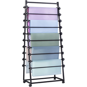 JH-Mech Giá Sắp Xếp Khăn Quàng Cổ Có Thanh Ngang Di Chuyển Giá Trưng Bày Giấy Kim Loại Gói Tự Do Hai Mặt Có Bánh Xe - Product Image 2