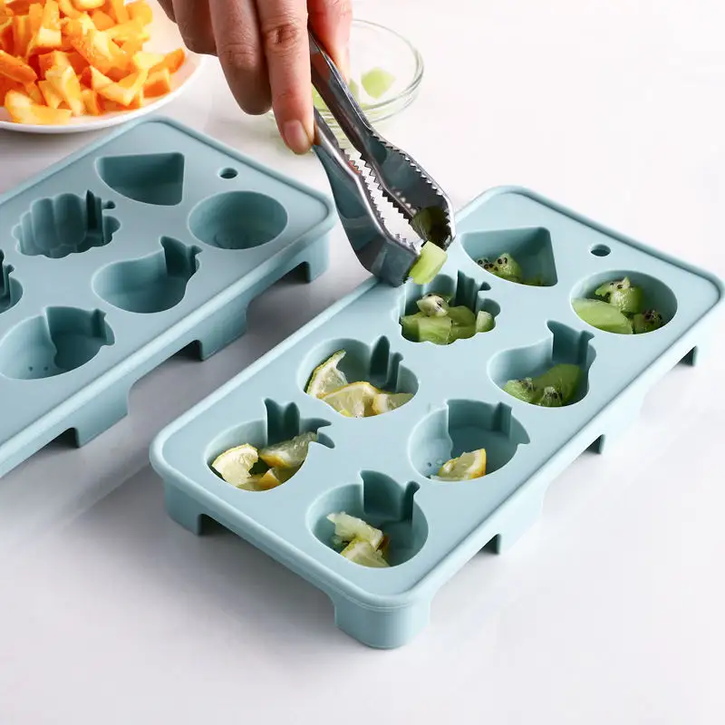 3D Silicone Ice Cream Tools Cozinha-Use Melancia e Morango Fruta Forma Ice Cube Tray Mold