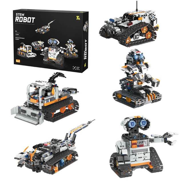 Kids Education Toy Building Blocks Science Kit 5 in 1 STEM Programming Robots Remote Control Toys for Boys