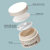 Pot à crème pour le visage à double paroi en PP personnalisé, 100 ml, estampage à chaud pour masque d'argile, crème pour les mains, baume nettoyant