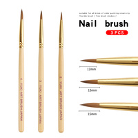 3PCS Nail Art Brosse Acrylique UV Gel Extension Gel Polonais Dessin Peinture Brush Set Pen Manucure Outil