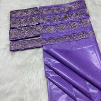 Bazin Riche de Haute Qualité avec Bordure en Dentelle Éclatante, Bazin Brodé 100 % Coton, Broderie Bazin Riche