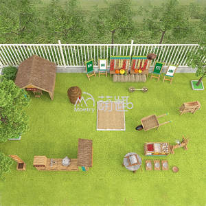 Aire de jeux extérieure en bois Moetry Montessori pour la maternelle, pour les tout-petits - Taille personnalisable, jeu de rôle ferme miniature et aéroport - Product Image 4