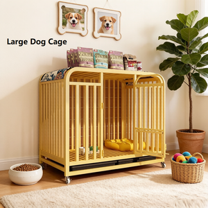 Nouvelle niche de luxe pour grands chiens – Tubes en acier robustes, roues durables, revêtement poudré, capacité de 140 lb, utilisation intérieure/extérieure - Product Image 1