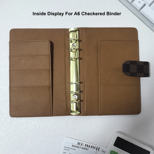 Nuovo prodotto di lusso <span class=keywords><strong>a</strong></span> scacchi regalo portatile durevole in pelle sintetica Notebook magnetico pulsante Planner A5 A6 A7 Budget Binder - Product Image 5
