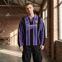 Pull tricoté personnalisé pour homme, 100 % coton, rayé, col en V, style vintage, avec logo personnalisé, OEM, ODM, vente en gros, faible MOQ