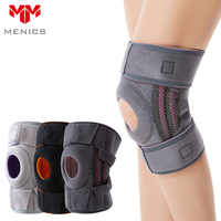 Genouillère à rotule ouverte réglable en néoprène avec stabilisateurs latéraux pour la récupération des lésions du ménisque et des blessures sportives chez l'homme