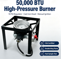 Brûleur à propane portable en fonte de 50 000 BTU pour extérieur, pour cuisson wok, cuisson de fruits de mer, friteuse à dinde, léger, manuel, robuste, haute performance
