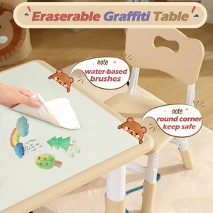 Muebles de guardería para niños, sillas de mesa para niños pequeños, mesa de grafiti para niños, juego de sillas de mesa de actividades para niños, mesa de estudio y silla escritorio para niños pequeños - Product Image 3