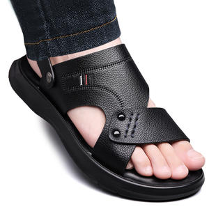 Sandales d'été décontractées pour hommes en cuir véritable, à bout ouvert, respirantes, antidérapantes, avec soutien de la voûte plantaire, au-dessus du genou, pour la plage - Product Image 4