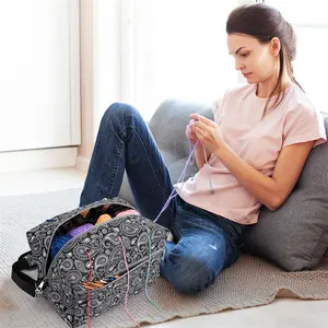 かぎ針編みアクセサリーかぎ針編み愛好家のための糸ホルダー完璧な容量の糸収納バッグポータブル編み針アクセサリー