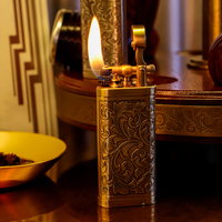 Briquet à cigare moderne à flamme douce, motif gaufré, portable, en cuivre pur, rechargeable, de luxe, pour pipe, vente en gros