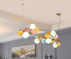 Lustre de salle à manger nordique créatif personnalisable <span class=keywords><strong>Matisse</strong></span>, longues feuilles en acrylique, boule de verre, lustre moderne pour table à manger - Product Image 1