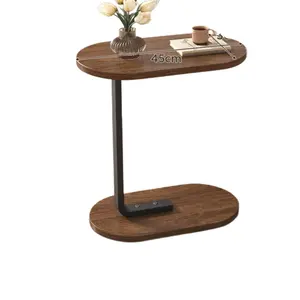 طاولة جانبية خشبية لغرفة المعيشة على الطراز الشمالي طاولة سرير جانبية تحرك سهل مع أرجل معدنية صغيرة طاولة قهوة جانبية