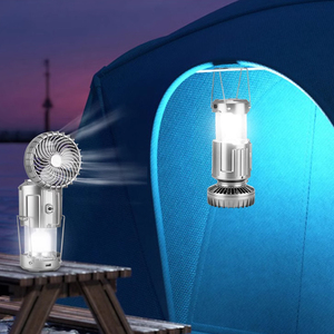 LED Solar Multifunction Lamp Camping Lights Portable with Fan Solar Charge <b>Rechargeable</b> Night Light Hanging Tent Fish <b>Flashlight</b> - Product Image 1