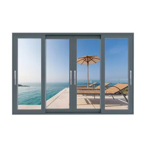 现代铝制薄框架黑色滑动玻璃门高品质阳台滑动门