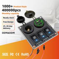 Panneau d'interrupteurs à bascule LED 3 voies DC12~24V avec charge rapide USB PD30W et prise allume-cigare 36W pour bateaux, camping-cars, yachts et caravanes