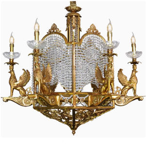 Lámparas de araña de cobre estilo europeo alas de <span class=keywords><strong>lobo</strong></span> latón águila colgante iluminación decorativa Villa techo vela Luz - Product Image 2