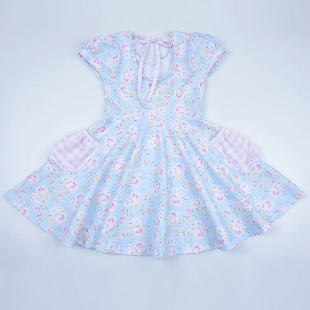 Hot Sales New Design Custom Print Baby Clothes Soft Kids Dress Lovely cotton spandex BabyGrils kids dresses for girls