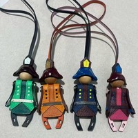 Pendentif de voiture et étiquette de sac en cuir véritable, style rétro européen/américain, motif chevalier pirate, fait main, petit Pégase, marque H
