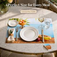 Set de table en caoutchouc souple imprimé sur mesure, antidérapant, imperméable, isolant thermique, protection pour vaisselle de cuisine