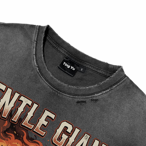 Camisetas de Hombre de Alta Calidad, Tallas Grandes, Negras, con Lavado Ácido y Efecto Desgastado, Estilo Casual Steampunk, con Gráfico de T-Rex, de Algodón, Manga Corta - Product Image 5