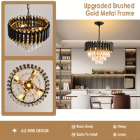 Lustre suspendu LED en cristal pour la maison, cristal K9 doré, NOUVEAU, style nordique moderne, rond, intérieur, noir, lampe suspendue en cristal pour salon