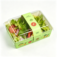 Boîte d'emballage alimentaire polyvalente en papier kraft 450g pour salade, design personnalisé, avec couvercle transparent, pour vente à emporter