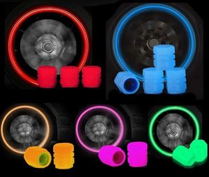 Lot de 4 capuchons de valve lumineux phosphorescents, universels, anti-poussière, pour voiture, moto, vélo - Product Image 1