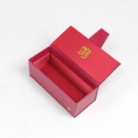 Boîte à parfum rigide en cuir PU texturé rouge avec insert en velours, logo personnalisé pour cadeau de parfum et emballage de collection de marque