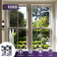Fenêtre à guillotine EOKO en aluminium anti-ouragan avec verre Low-E et grille intégrée pour les constructeurs
