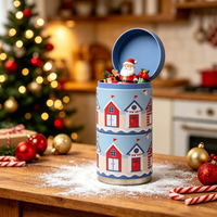 Boîte Cadeau de Noël Ronde Personnalisée en Métal de Source Directe Usine Hong-Crafts – Boîte de Rangement en Fer Blanc pour Biscuits et Bonbons