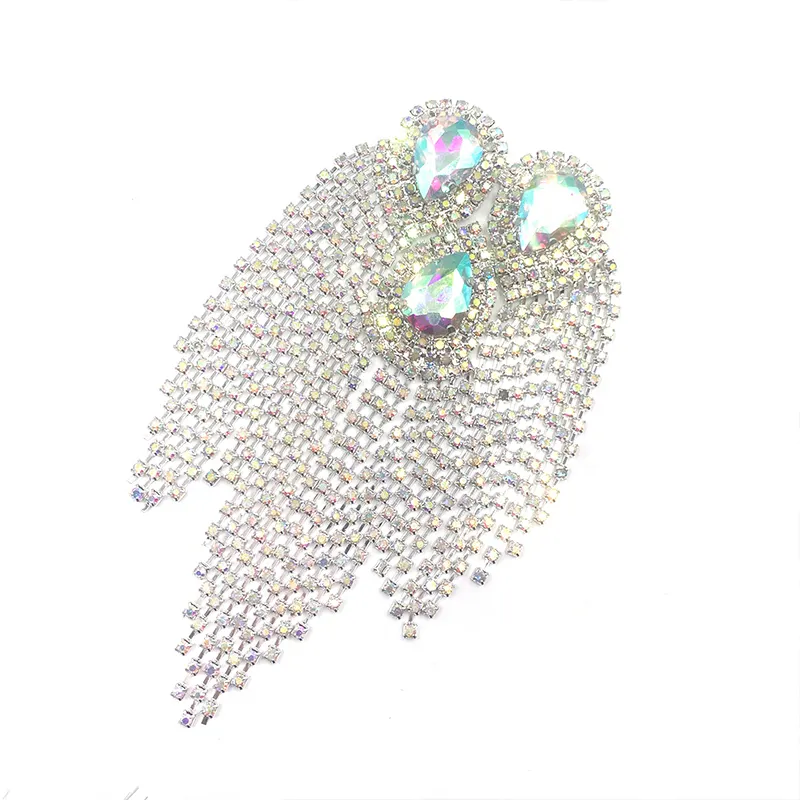 Baru menjahit kristal berlian imitasi rumbai Applique kaca Patch applique untuk menjahit pada sepatu Bahu tas pakaian dekorasi