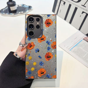 Funda Protectora para Teléfono Móvil Samsung A16 A21S A24 A25 A26 A32 <span class=keywords><strong>A33</strong></span>, Diseño de Flores Naranjas, Plateado Electroplacado, TPU y PC - Product Image 4