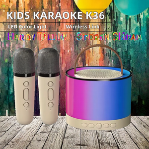 Xứng đáng với Xách Tay Karaoke K36 loa cho trẻ em RGB LED chiếu sáng Đảng & giai đoạn sử dụng không dây Mic chế độ kép - Product Image 2
