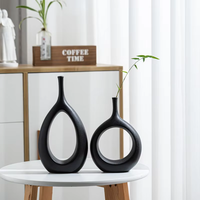 Vase de table en porcelaine contemporaine, écologique, forme unique, ensemble de 2 vases à fleurs pour la décoration de la maison, mariage