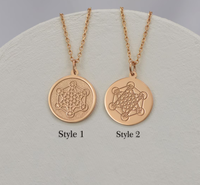 Collier Cube de Métatron Géométrie Sacré, Collier Métatron en Acier Inoxydable Plaqué PVD, Bijou Spirituel