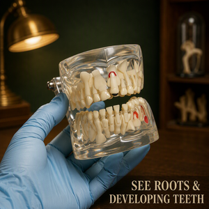 HaoCare HM-0008 Modèle de <span class=keywords><strong>dentition</strong></span> mixte pour enfants, modèle pédagogique de remplacement dentaire, gencives transparentes, articulateur ABS, éducation dentaire - Product Image 3