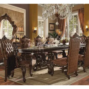 奢华法国木雕长餐桌经典餐厅家具餐桌套装8把椅子