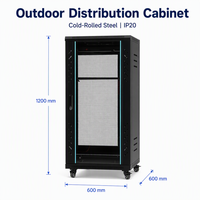 Gabinete de Servidor 24U de 19 Pulgadas, Rack de Red de Acero Laminado en Frío con Puerta de Vidrio y Ruedas para Centro de Datos, Fabricado en Chapa Metálica