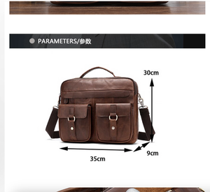 Bolso bandolera de cuero genuino de vaca Andong, estilo retro europeo, para hombre, maletín para portátil de 13 pulgadas, bolso cruzado, bolso de negocios. - Product Image 2
