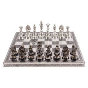 IndianArtVilla Ajedrez de latón coleccionable hecho a mano con piezas plateadas y negras-Artículo de regalo decorativo antiguo - Product Image 6