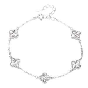Pulsera de Plata S925 con Trébol de Cuatro Hojas y Diseño de Hielo Triturado, Joyería de Lujo para Mujer, Regalo, UTOP JEWELRY, Diseño Exclusivo - Product Image 1