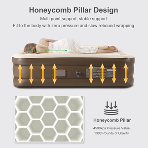 Надувной матрас KingGear 38 см, высокий уровень комфорта, портативная надувная кровать размера <span class=keywords><strong>Queen</strong></span> с встроенным насосом для кемпинга - Product Image 6