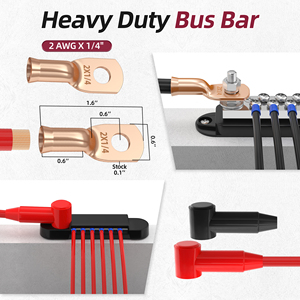 1X 1/4 "Post 12X #8 Vis Bus bar 150a Batterie Terminal Busbar Bus bar Connecteur avec Couvercle et Goujon Câble Cap Isolateur - Product Image 5