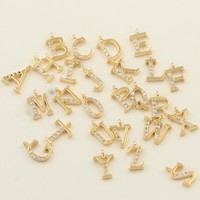 Cuivre plaqué or micro-insert zircon 26 lettres anglaises petit pendentif petit pendentif bricolage boucles d'oreilles bracelet collier accessoires
