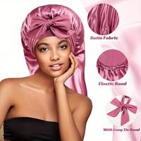Bonnet en satin de haute qualité, best-seller, avec long lien élastique, grande taille, pour le soin des cheveux, pour dormir, à usage domestique