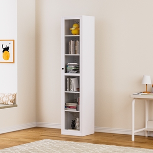 Étagère à livres verticale en métal blanc moderne, bibliothèque, armoire de rangement pour livres avec portes en verre pour le salon - Product Image 6